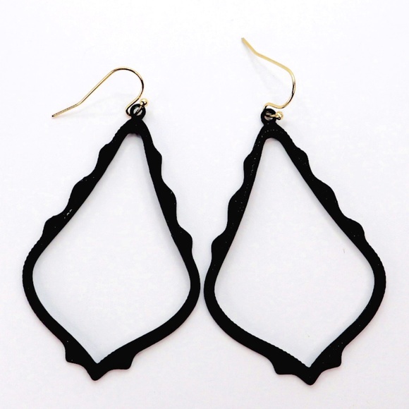 Black Hoop Earrings | Black Statement Earrings - Picture 1 of 2